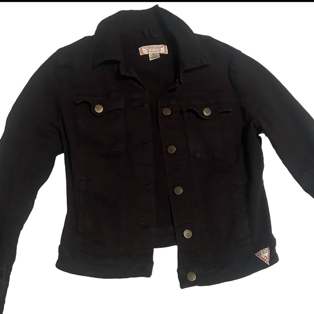 Women’s Guess Jeans Black Button Down Jean Jacket Size Small - Picture 2 of 7